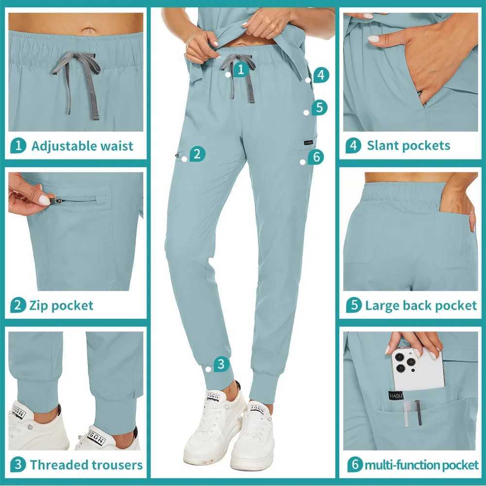 High Quty Working Pants Scrub Pet Grooming Women Workwear Nursing Jogger Scrub Pant Womens Medical Bottoms Nurse Accessories X250528