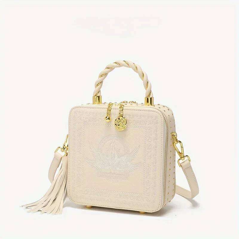 Fashionable Versatile Women's Crossbody Bag With Pu, Embroidery And Multilayer Design
