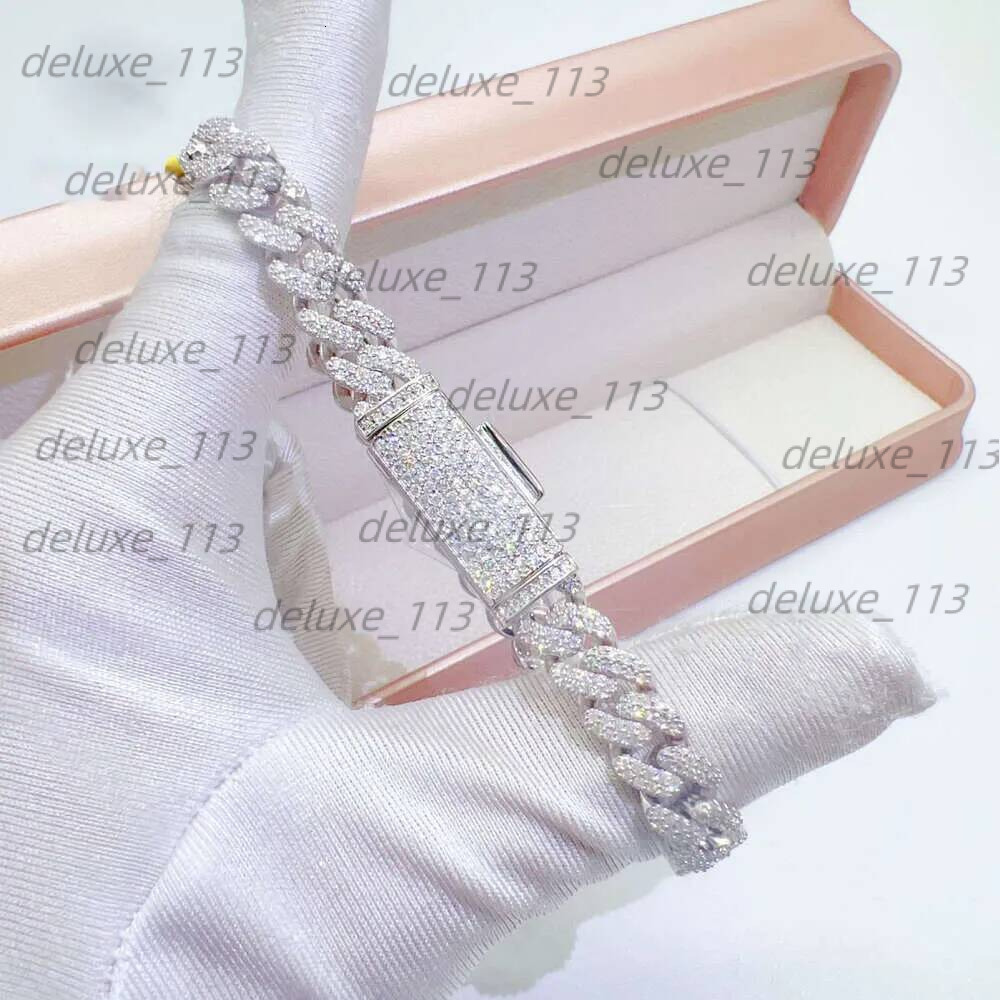 Moissanite Necklace, 20 Years Of Experience In Manufacturing, Hip Hop 8Mm Double Rowed Stone Sier Moissanite Cubanlink Chain Necklace