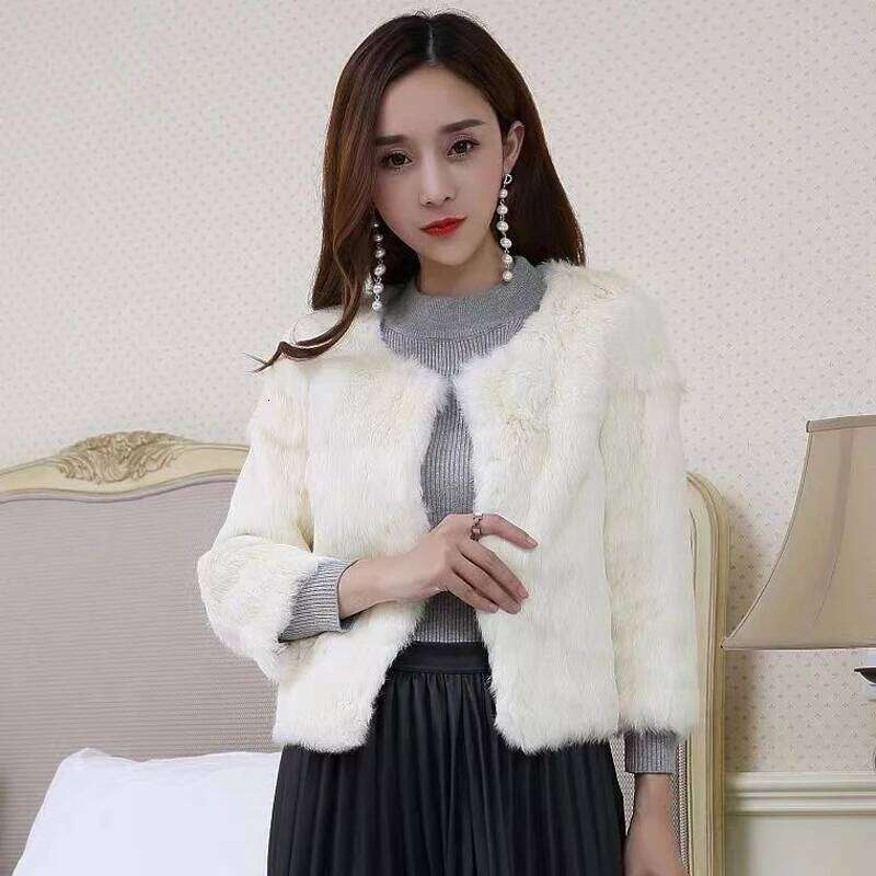 Coat Winter Women Warm 100% Genuine Jacket Natural Soft Rabbit Lady Real Fur Overcoat