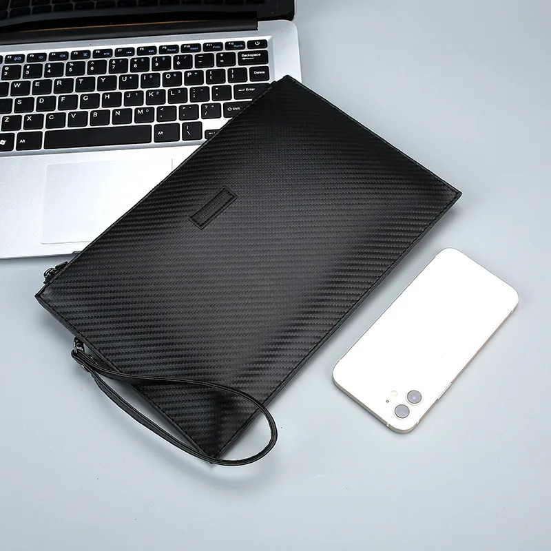 Mens Solid Leather Clutch Bag Business Wrist Strap Envelope Bag Stripe Clutch Evening Bag Male Clutches Handbag Fashion 250526