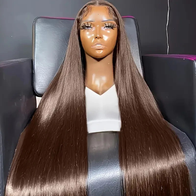 250 Brown 13x6 HD Lace Front Wigs Straight Glueless Frontal Wigs Dark Brown Bone Straight Colored synthetic lace front wigs
