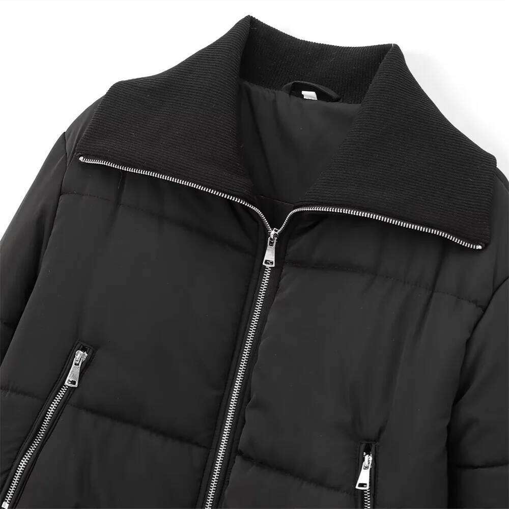 UNIZERA ribbed decorative layer pilot short autumn and winter new product women's cotton jacket