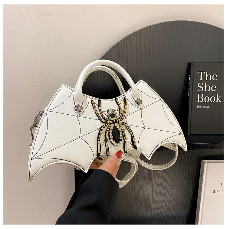 Dark Rhinestone Spider Bat Shape Crossbody Bag Goth Women Embroidery Handbag Purse Handbags Punk Designer Shoulder Bag
