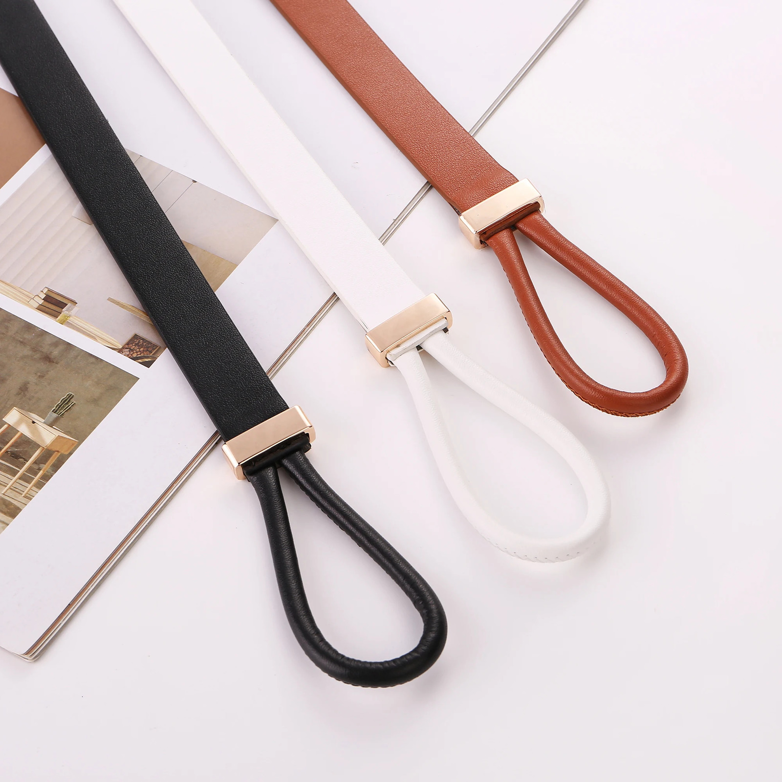 Versatile Genuine Leather Belt for Women Vintage Knotted Belts Ideal for Business Casual Chic 250527