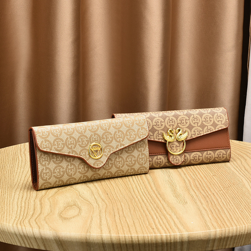 Free Shipping Designer Wallet 2025 New Fashionable Women's Handbag Multi Functional Retro Zero Wallet Long Luxury Printed Card Bag