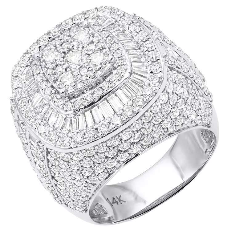 MEDBOO Wholesale Jewelry 14K White Gold 7.00 Total CTW VVS Moissanite Diamond Pinky Ring Luxury Vintage Engagement Ring for Men