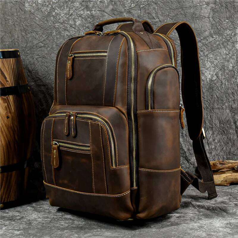 Newsbirds men's retro fashion style bagpack travel backpack school bag for man leather daypack men