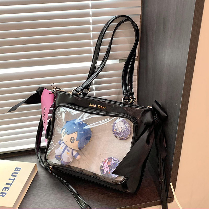 Free Freight Designer Bag Women's Handbag New Japanese Versatile Transparent Shoulder Bag School Bag Anime Bag Large Capacity Casual Bag