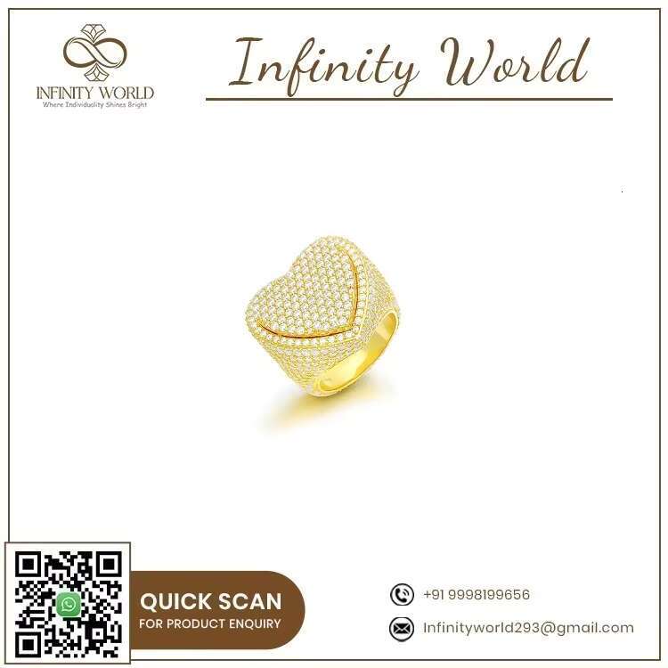 Luxury Custom Jewelry Hip Hop Heart Shape Best Quality Moissanite Diamond RingRing for Engagement Gift