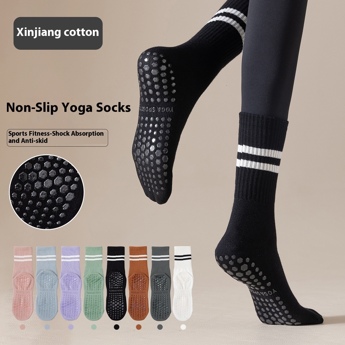 Yoga Women Mid-Calf Spring Summer Fitness Non-Slip Sole Floor Autumn Winter Long High Tube Sports Socks