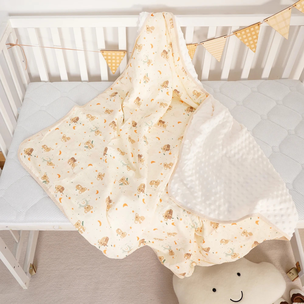 100% Cotton Crepe Cloth Gauze Baby Bean Blanket born Cover blanket Infant Swaddle Wrap 110X110CM 250527