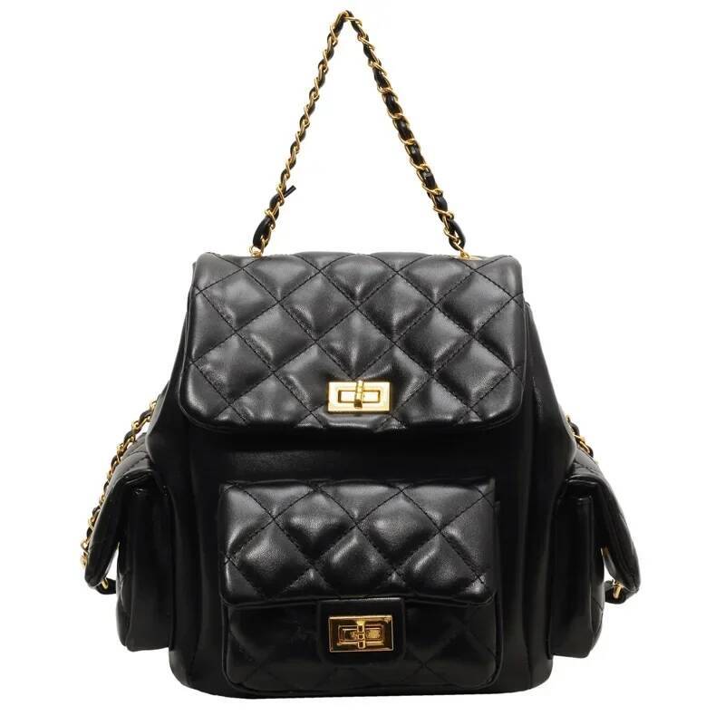 Korean Fashion Simple Personality Small Fragrance Style Rhombus Backpack Spring Hot Sale Of The Season New Travel Versatile Wome