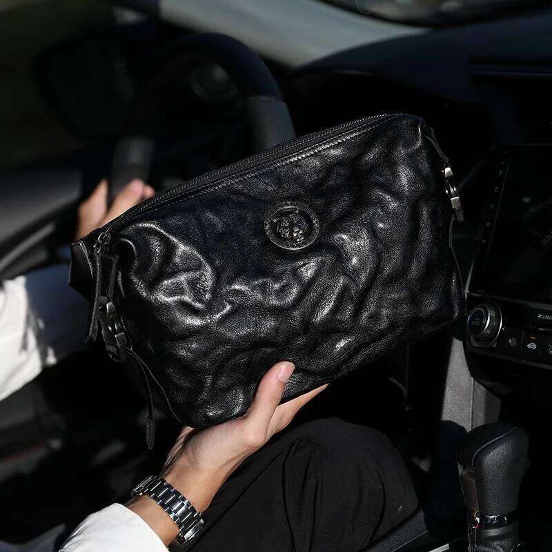 Wmnuo Shoulder Bag Men Leopard Ruched Cow Genuine Leather Crossbody Messenger Bags For Man Large Capacity Ipad Satchels Male