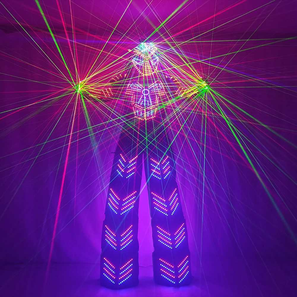 LED Robot Costume Stilt Walker LED Light Robot Suit Clothing Event Kryoman Costume LED Robot Costume W250528