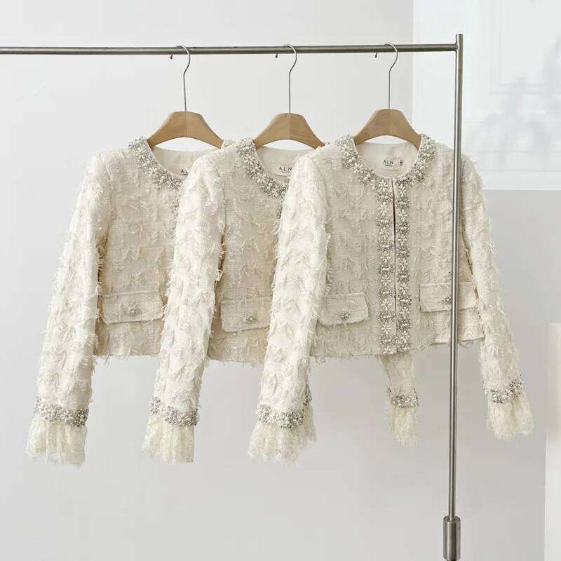 autumn winter Tweed Jackets For Women Korean Fashion Sweet All-Match Woolen Coat Outerwears chaquetas veste