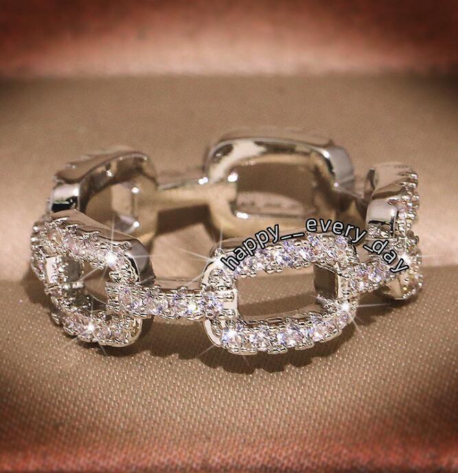 Hot Fashion Luxury Designer Band Rings for Women Silver Shine Crystal Ring Party Wedding Jewelry with CZ Bling Diamond Stone