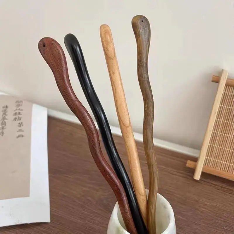 Chinese Style Elegant Wood Hair Stick For Women Girl Hairpins Simple Fork Vintage Hanfu Cheongsam Headwear Accessories 250519