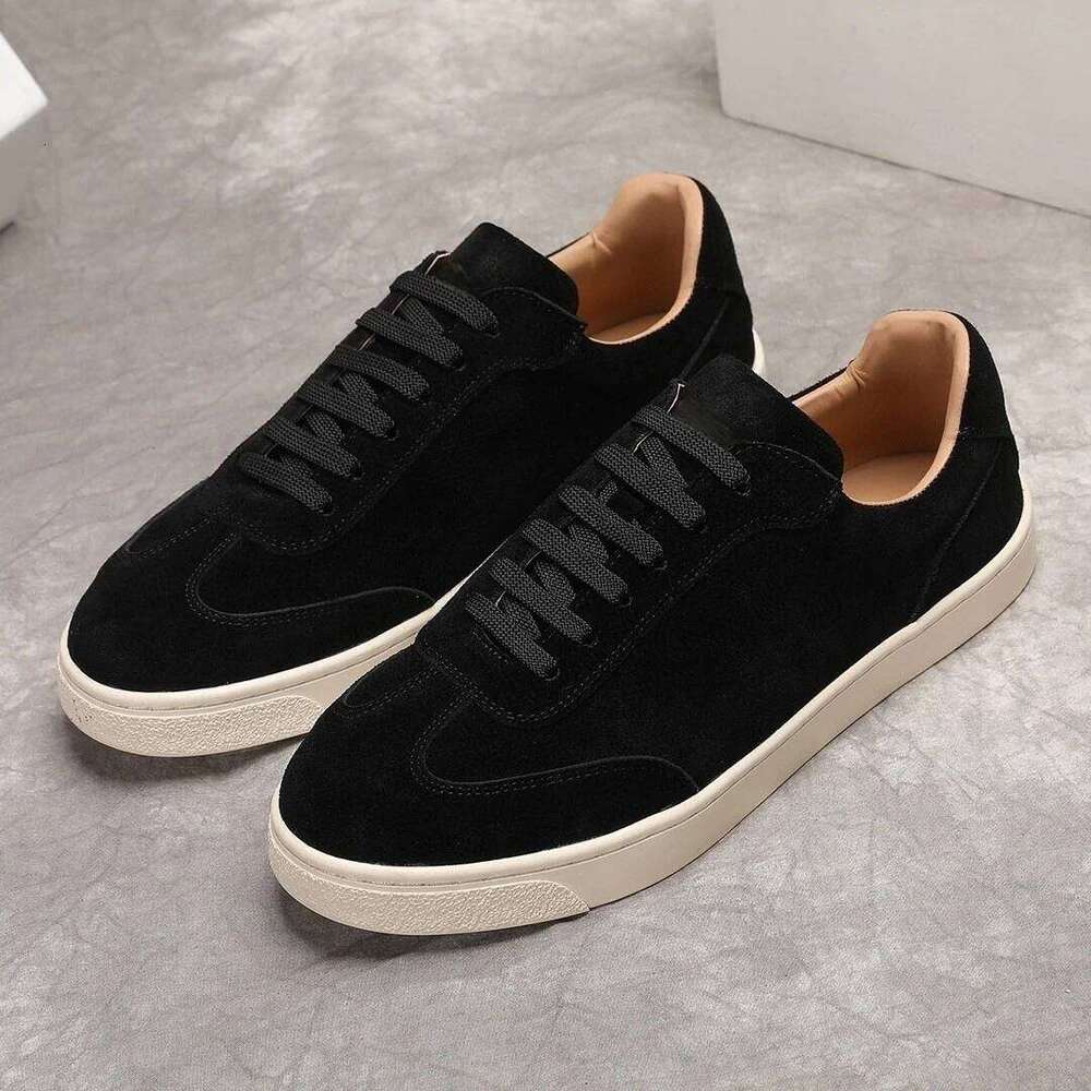 New Multicolour Suede Leather Casual Lace-Up Sneakers For Men Runway Single Autumn leisure Trainers Flat Walk Shoes