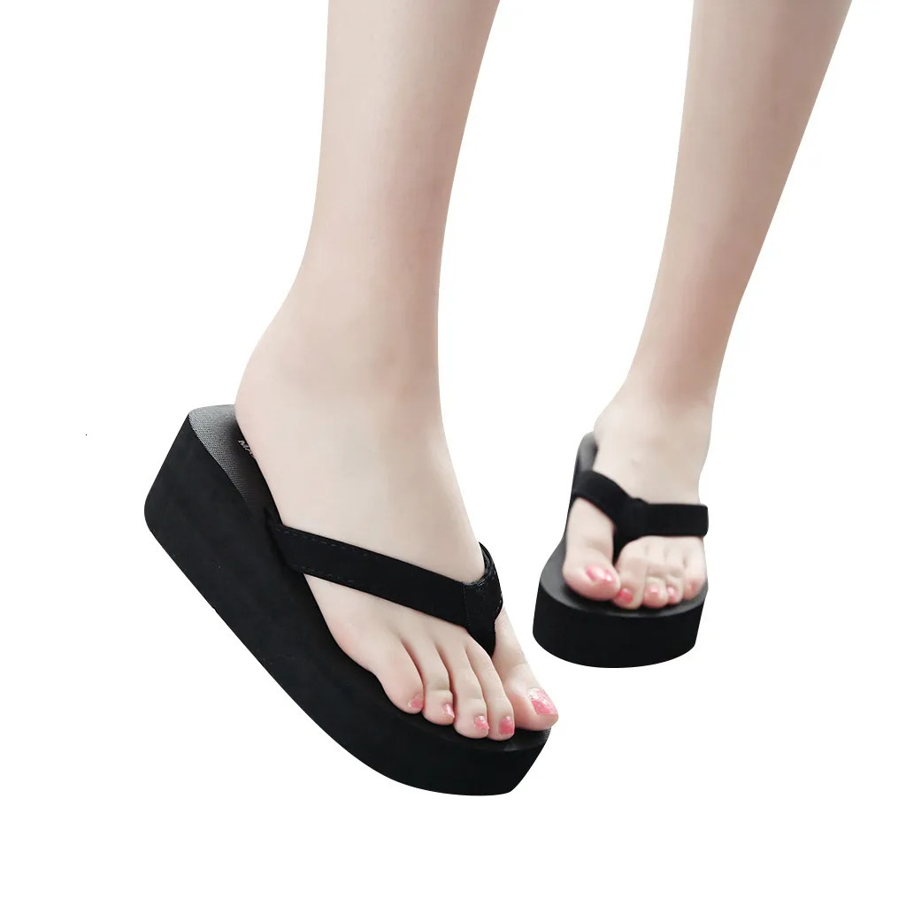 WomenS Fashionable And Casual Non-Slip Wedge Beach Shoes And Slippers Shoes Ladies Thick Soled Trendy Flip Flops 250523