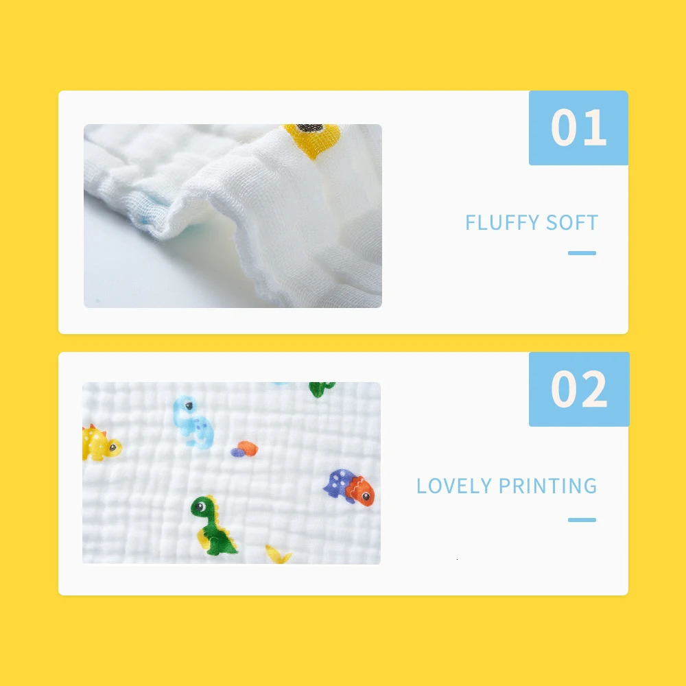 Happyflute 105*105CM 100% Cotton 6 Layers Soft Muslin Swaddle Blanket Baby Bath Towel Infant Stroller Blanket Sleepping Swaddle 250527