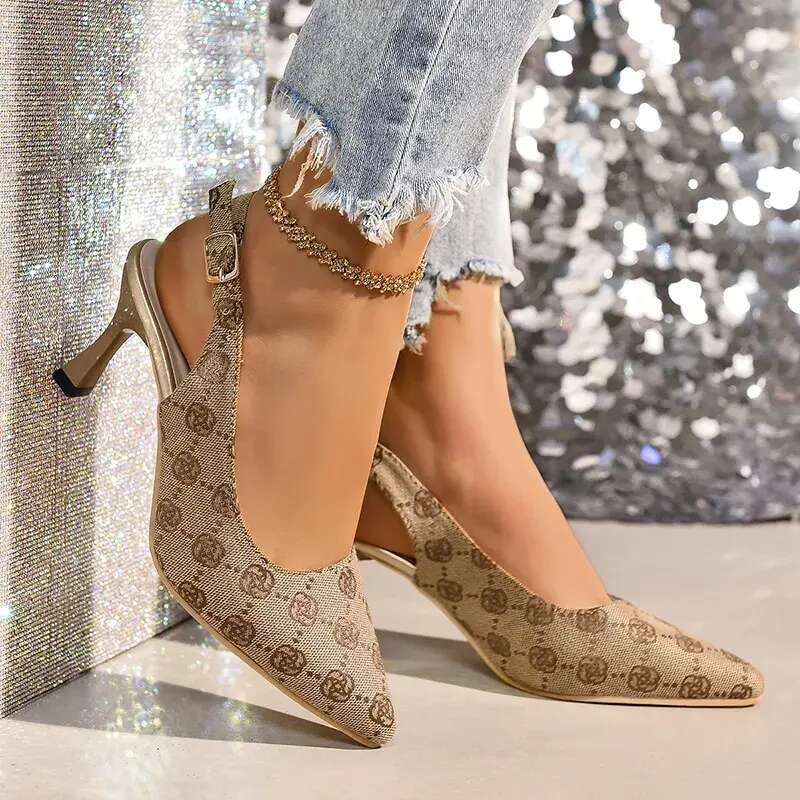 Brand Designer High Heels Sandals Women 2024 Summer Pointed Toe Ankle Straps Pumps Woman Plus Size 42 Thin Heeled Party Shoes
