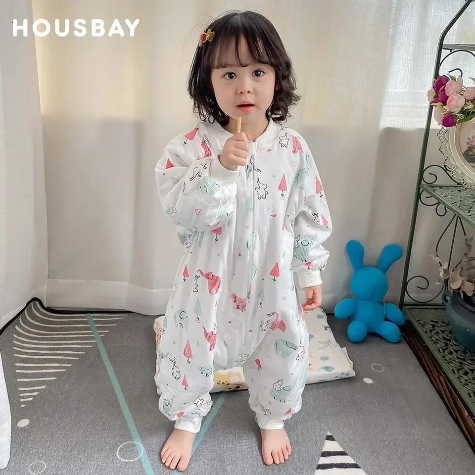 Baby Sleeping Bag Cute Girls Winter Warm Sleepsack With Feet 14Years Kids Growth Blanket Sleepwear ChildrenS 250528
