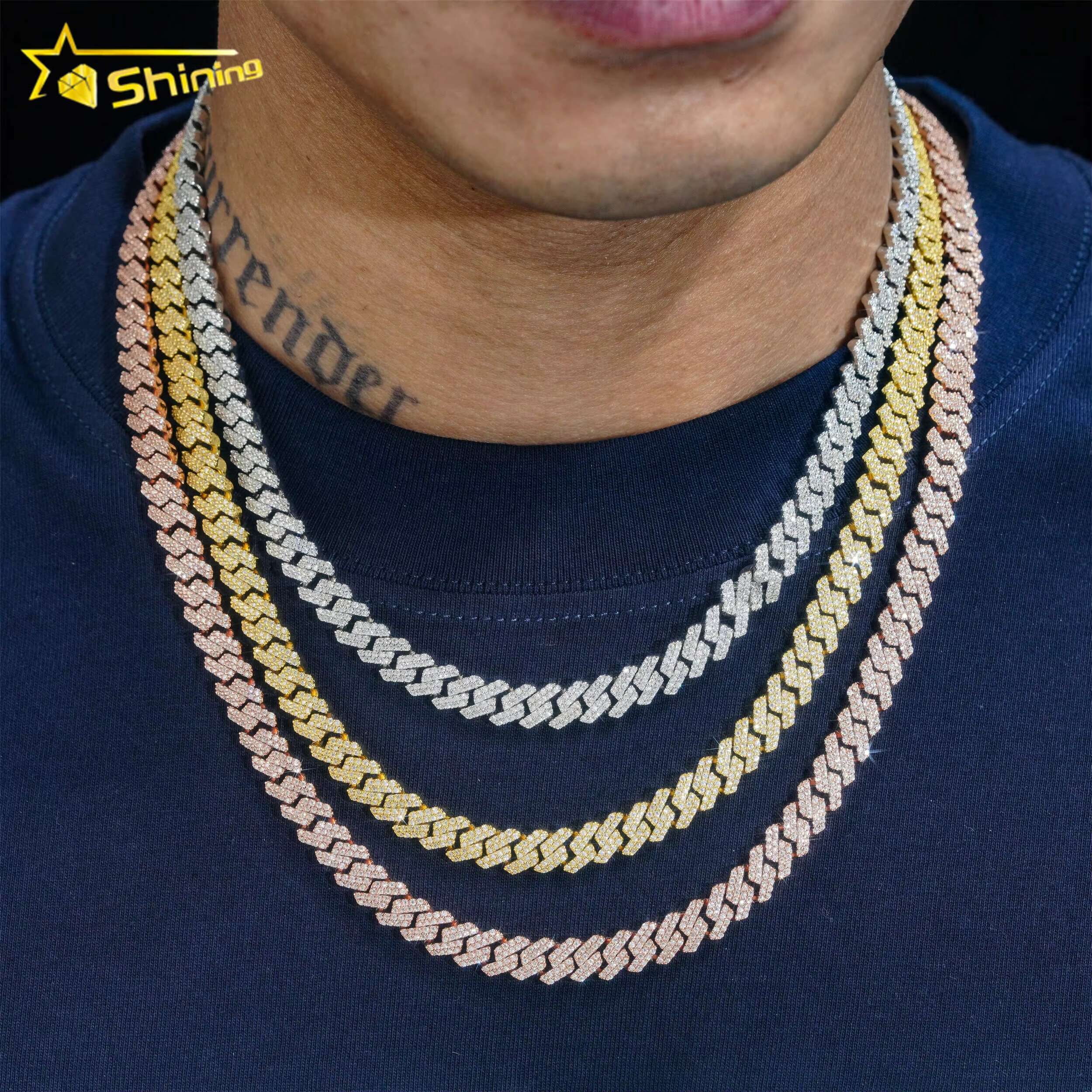 Wholesale Price Jewelry Factory Price S925 Sterling Silver Lab Diamond Hip Hop Jewelry Iced Out Vvs Moissanite Chain Cuban Link