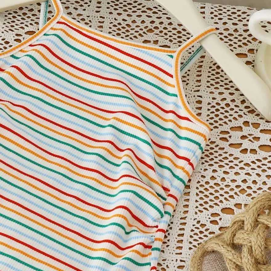 Children Girls Suspender Striped Dress Princess Summer Casual Baby Girls Vest Dresses Fashion Versatile Kids Girls Short Skirt X250528