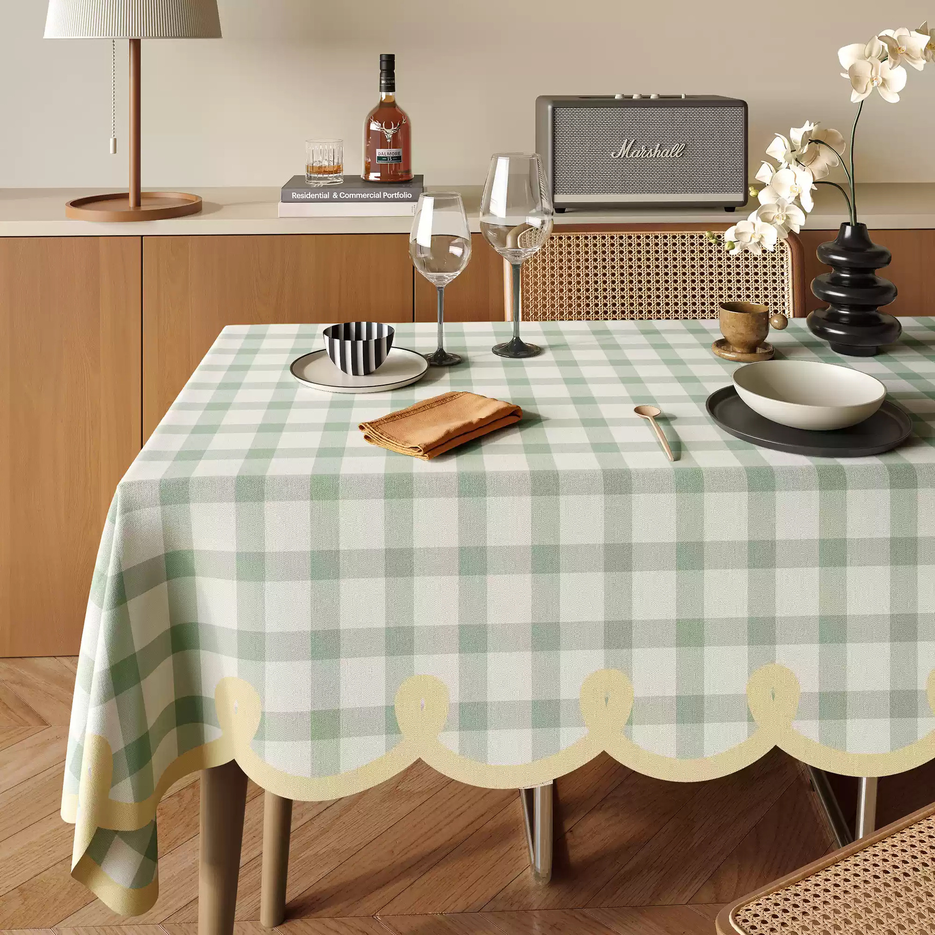 A642 cream style table cloth wash-free oil-proof waterproof anti-scalding coffee table cloth 2025 new cotton and linen heat-insulating table mat