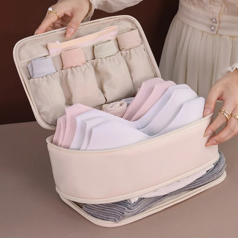 Travel Storage Bag Portable Underwear Pantyhose Socks Organizing Bag Double Layer Large Capacity Luggage Bag Travel Essentials 250526