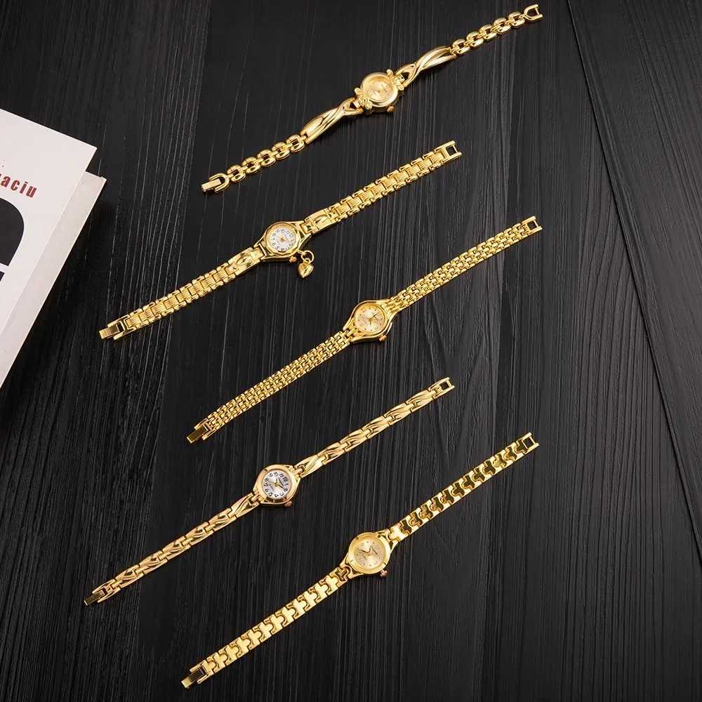 Luxury Gold Plated Ladies Watch Elegant Small Women Bracelet Watch Fashion Ladies Analog Quartz Wristwatch Clock Gift Reloj XJ250527