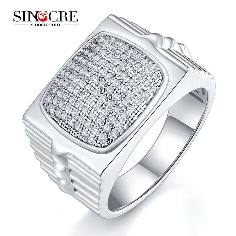 Bulk High Quality Diamond Vvs1 Moissanite Jewelry Sterling Silver 14k White Gold Plated Rings for Men Big