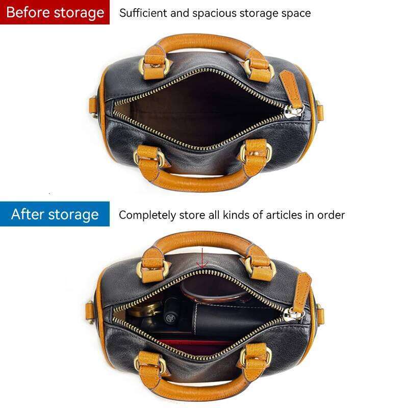Classic Boston Shoulder Bags For Women Crossbody Shopper Fashion And Vintage Genuine Leather Ladies Female Handbags
