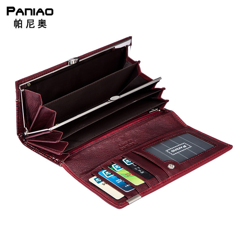 Free shipping designer wallet New Panio Women's Wallet Crocodile Head Hinge Medium Long PU Leather Phone Bag Multi-Card Slot Clutch