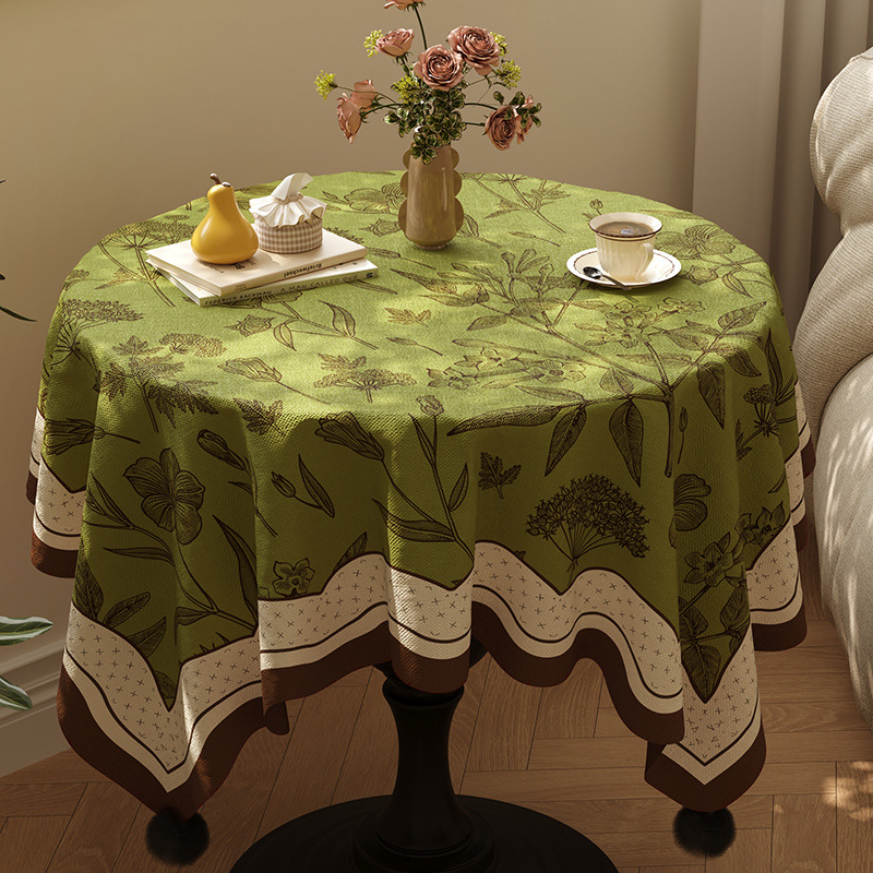 D276 floral cotton and linen fabric canvas printed table cloth coffee table table cloth pastoral style home small fresh plant cover cloth