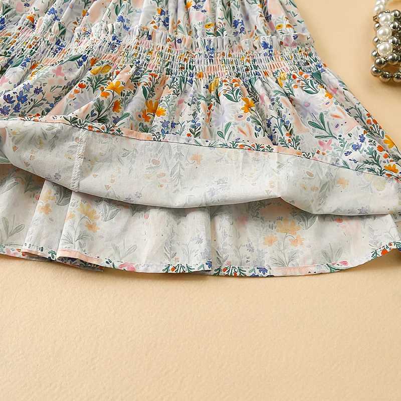Sweet Girls Summer Floral Fairy Dress Childrens Vest Cotton Skirt Suspender Dresses Soft Skin-friendly 1-7 Y Kids Clothing X250528