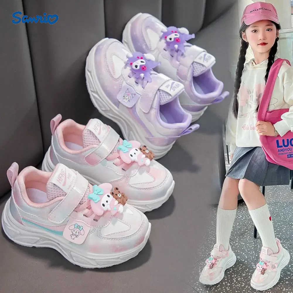 Sanrio Kawaii Sanrio Hello Kitty Kuromi Girls Casual Shoes Hot New Style Spring Autumn Kids Sneakers My Melody Anime Dad Sports Shoes XJ250527