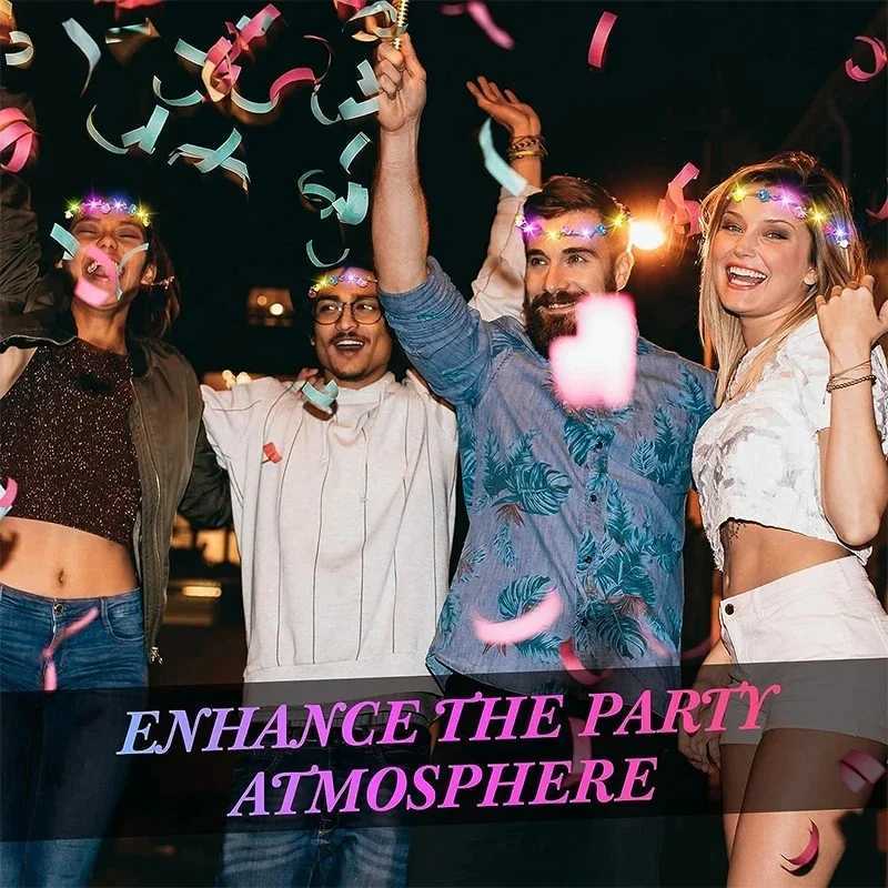 60Pcs Flower Wreath Luminous 10-LED Headpiece Garland Crown Flower Headband Glowing Wreath For Wedding Party Christmas Garlan W250528