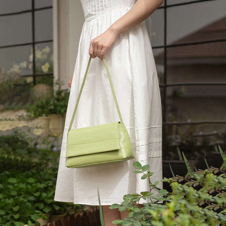for Women 2023 New Top Layer Cowhide Crocodile Pattern Underarm Simple Niche Handbag Literary Forest Style Women's Bag