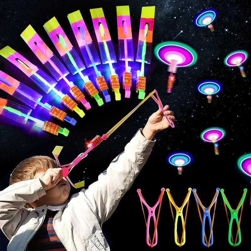 20/5Pcs LED Light Rubber Band Catapult Helicopter Flying Toys Fun Arrow Rocket Kids Birthday Party Favors Gift Bag Pinata Filler W250528