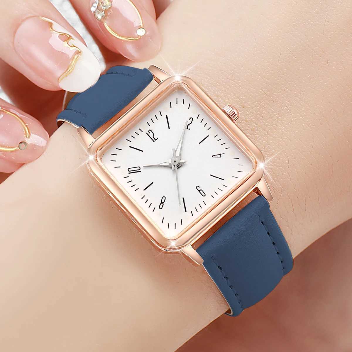 8Pcs/Set Fashion Womens Watch Sweet and Elegant Academy Style Leather Quartz Watch Set (Box Not Included) XJ250527