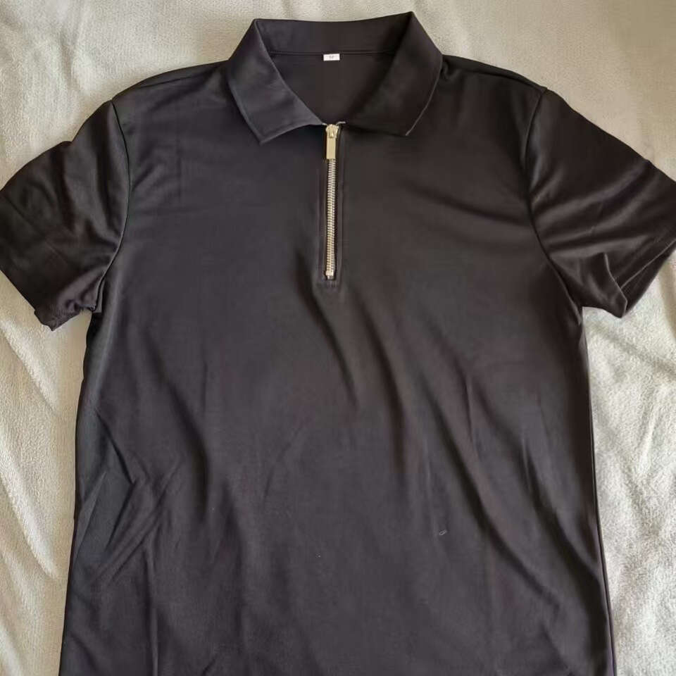 Mens Solid Color Cotton Polo Shirt with Turn-down Collar - Breathable Fabric for Comfort & Style
