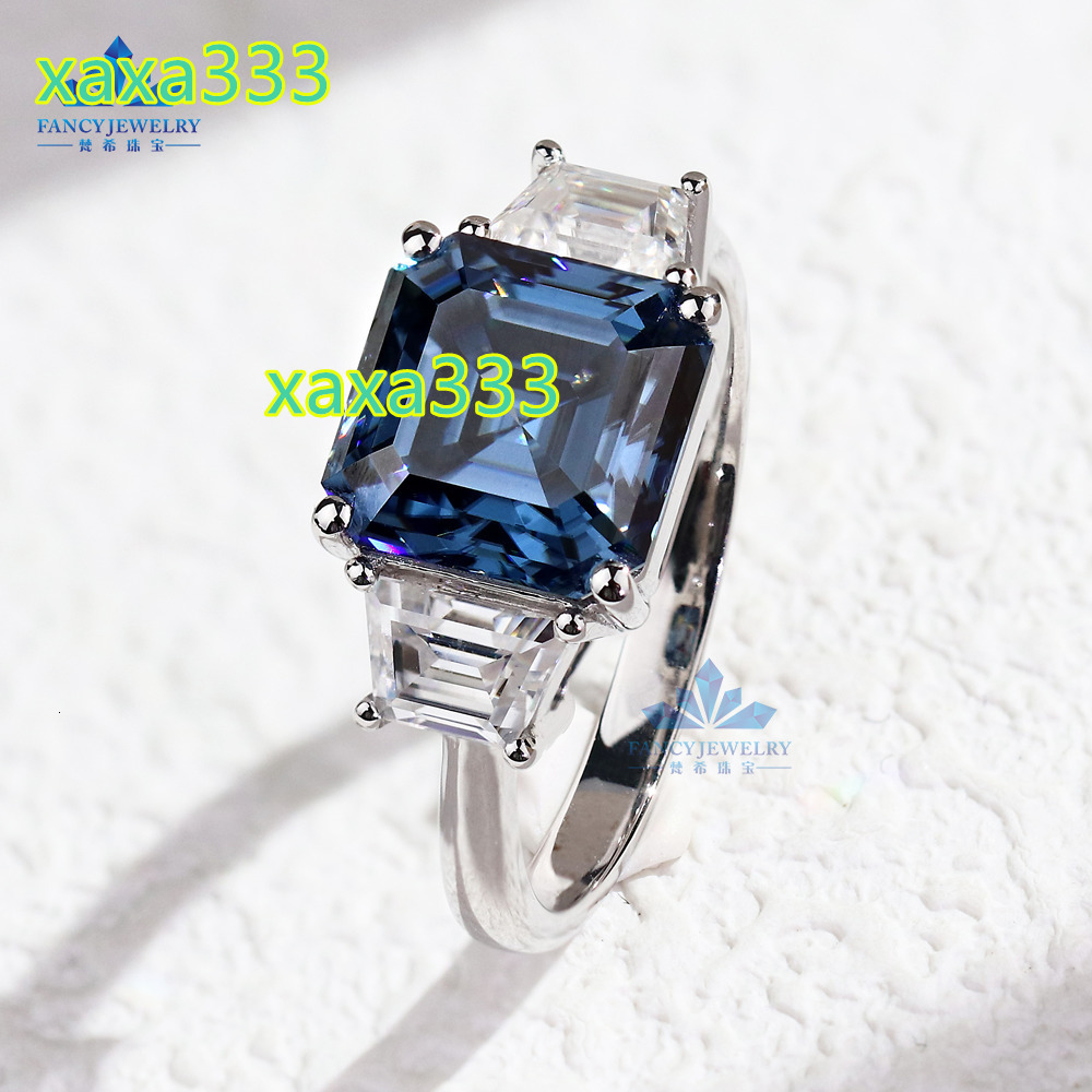 Real Au750 White Gold Asscher Asscher Diamond Ring Asscher Cut Moissanite Tre A…
