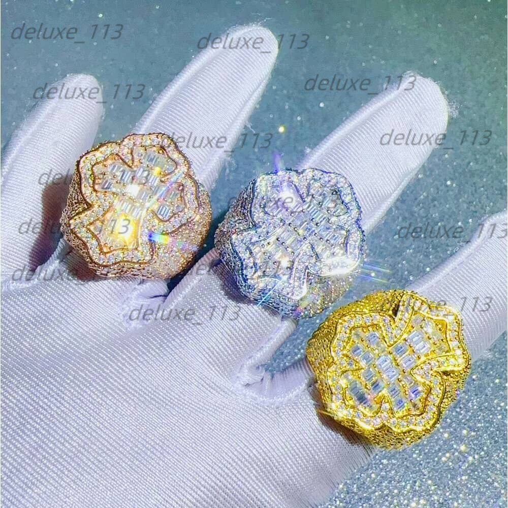 Band Rings Zuanfa Moissanite Jewelry Hip Hop Cross Baguette Vvs Dia Ring 2024 Designer Ring For Women Engagement High Quality Fashion