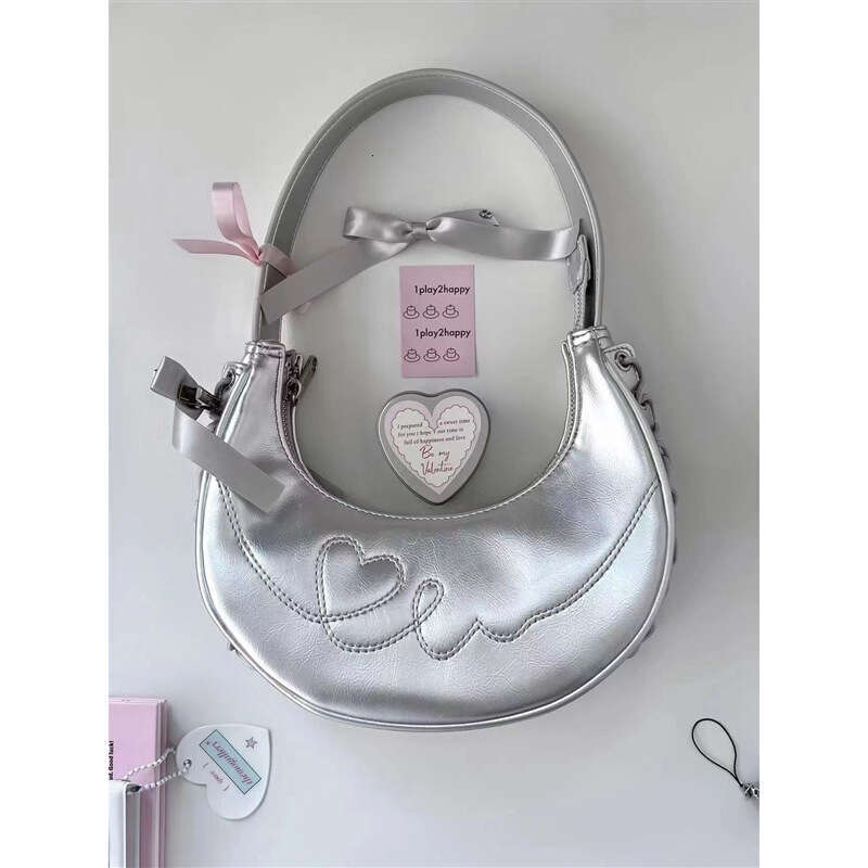 2025 New Fashion Ballet-inspired Love Strap Shoulder Bag - Stylish Silver Crescent Underarm Bag with Premium Texture
