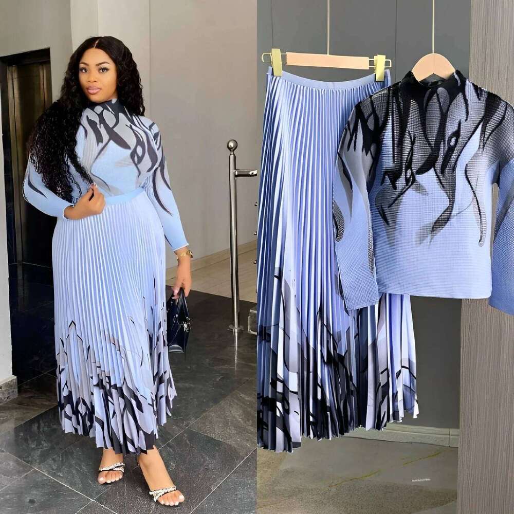 Miyaki Dress Elegant Plaid Printing Fashionable Sensible 2-Piece Set Pleated Skirt Suit For Women In Various Sizes Colors