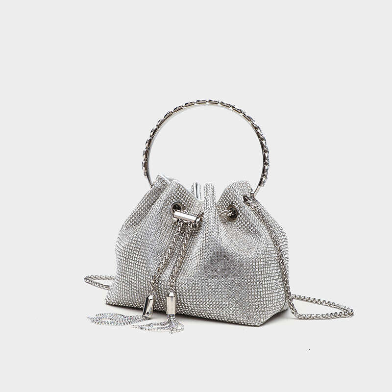 Summer New Rhinestone Shiny Inlaid Diamond Bucket Niche Light Luxury Crossbody Handbag Evening Bag