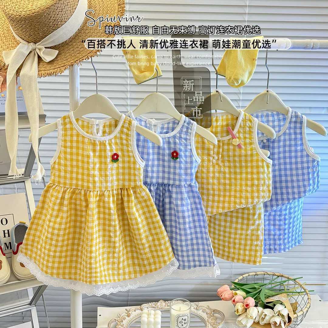 Baby Girls Dress Summer Plaid Sleeveless Girl Dress Cute Baby Clothes X250528
