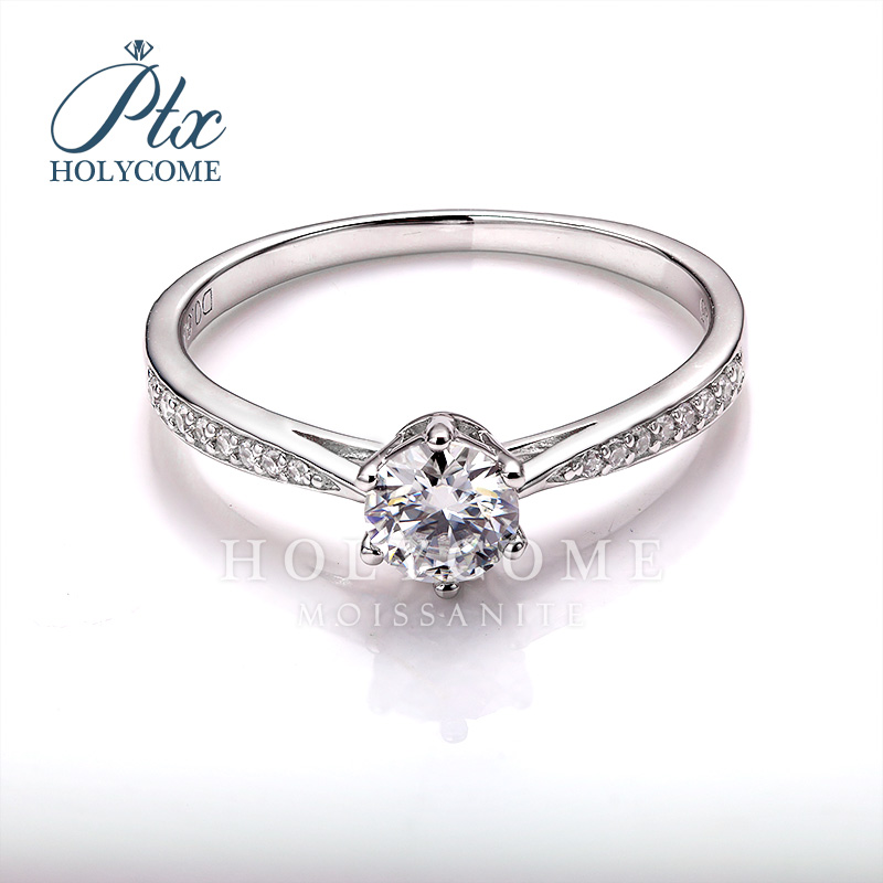 18k 14k Gold Plated Solitaire Diamond Ring 925 Sterling Silver Wedding Engagement 0.5ct D VVS Lab Grown Moissanite Diamond Jewelry Rings for Women
